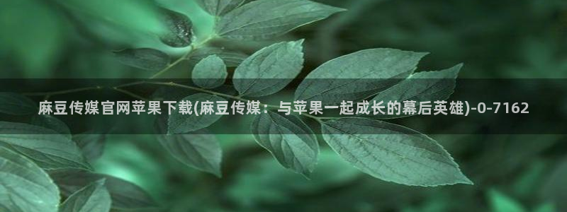 麻豆 官方视频：麻豆传媒官网苹果下载(麻豆传媒：与苹果一起成长的幕后英雄)